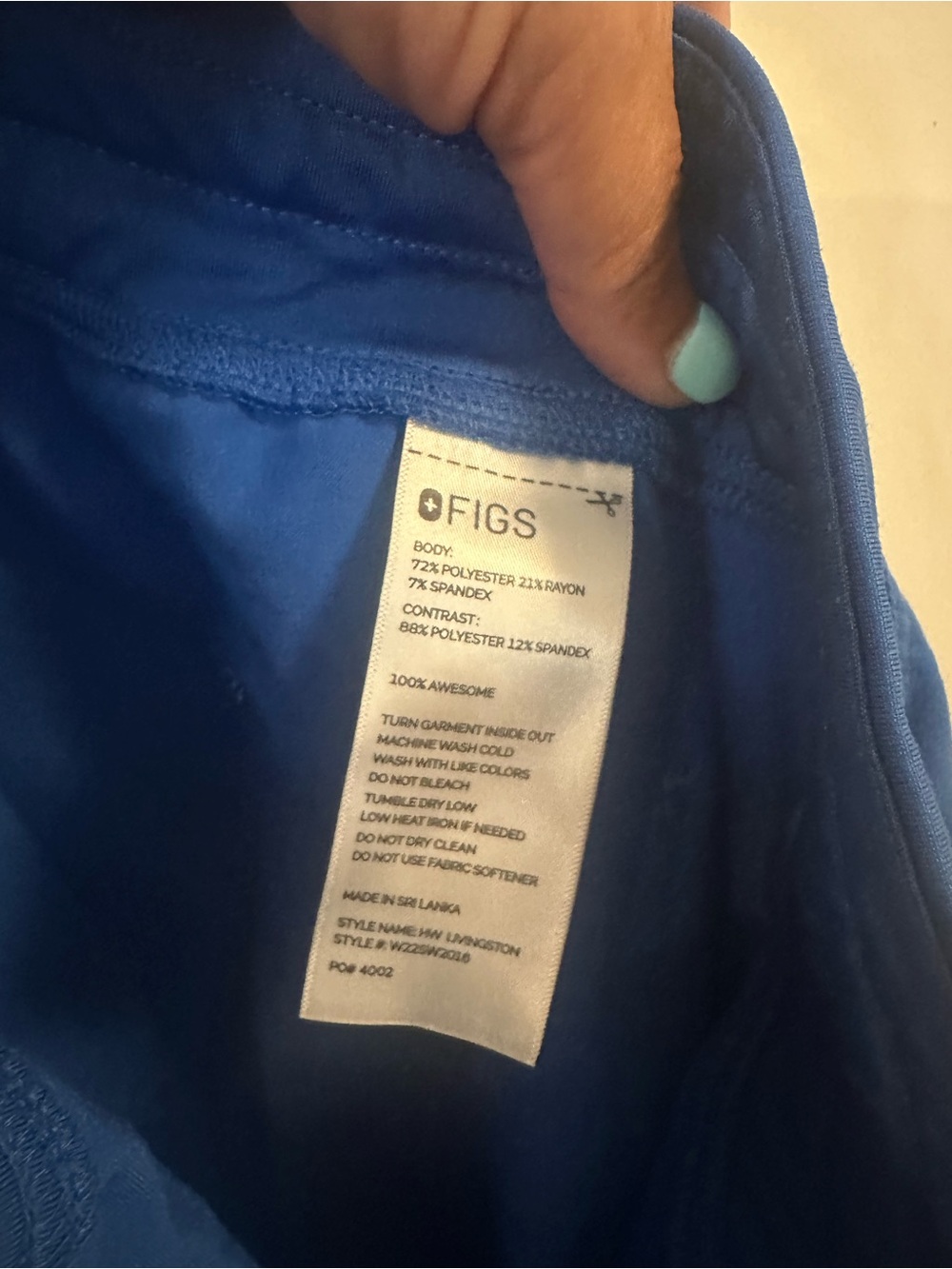 Blue Drawstring Scrub Pants - Picture 2 of 2